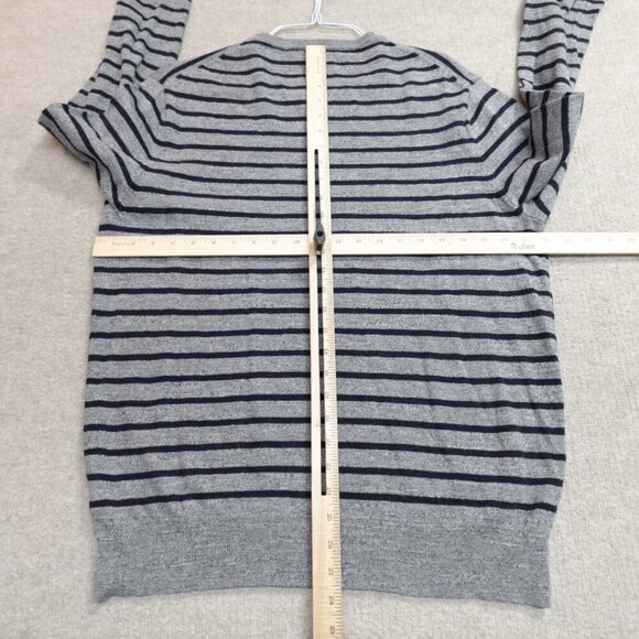 J.Crew Sweater XL Gray Striped Rugged Cotton Crew Neck - Picture 6 of 10